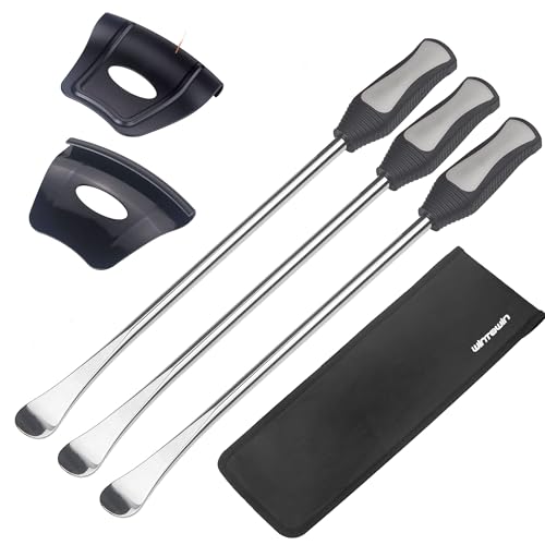14.5inch Tire Spoons Motorcycle, Lawn Mower,Dirt Bike Tire Spoon Set, Professional Tire Changing Spoons Lever Iron Removal Tool Kit with Bag 3x14.5 inch Tire Irons and 2 Rim Protector - color: GRAY