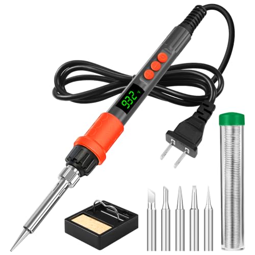 Soldering Iron Kit, 120W LED Digital Solder Iron Soldering Gun kit, Smart Temperature Control [356℉-932℉], Extra 5pcs Tips, Auto Sleep, Temp Calibration, Grey - color: Grey