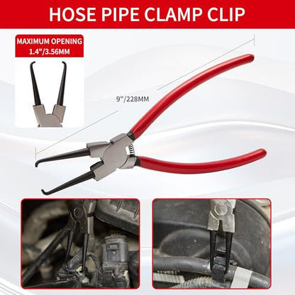 6PCS Fuel Line Disconnect Tool Set, Fuel Line Disconnect Tool Set | High-Carbon Steel，Fuel Filter Caliper, 30-Degree Disconnect Plier, Hose Clamp Plier & Panel Clip Remover with Storage Bag