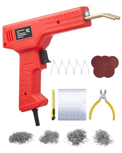 VEVOR Plastic Welder, 100W Plastic Welding Gun with 800PCS Hot Staples, Professional Hot Staple Welding Gun, Plastic Car Bumper Repair Kit with LED Light for Kayak, Toys, Plastic Crack Repair - style: 100W Gun
