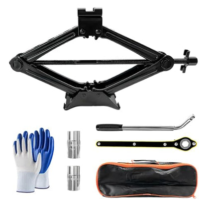 Car Jack Kit, 2 Ton (4409 lbs) Scissor Jack Auto Emergency Kit with Lug Wrench, Heavy Duty Portable Lifting Jacks Tire Changing Tool for Sedans SUVs MPVs, Car Accessories