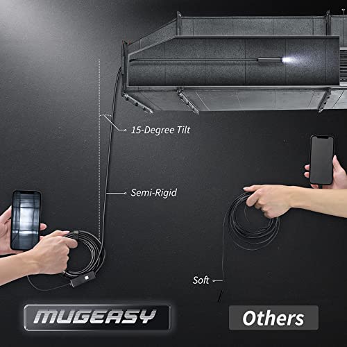 Endoscope Camera with Light, 1920P HD Bore Scope Borescope with 8 Lights, Waterproof 16.4FT Semi-Rigid Cord for Pipe Inspection, Industrial Endoscope for Phones(Black) - style: Single Lens