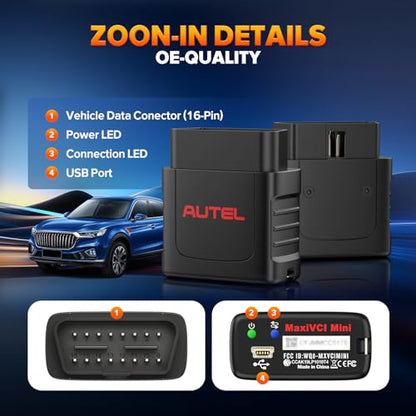 Autel MaxiSys MaxiVCI VCI Mini, 2026 Bluetooth OBD2 Diagnostic Adapter | Vehicle Wireless Interface for Car Scanner MaxiCOM MK808BT PRO MK808Z-BT MK808K-BT MP808BT Pro MK808S-TS MX808S-TS MP808S-TS