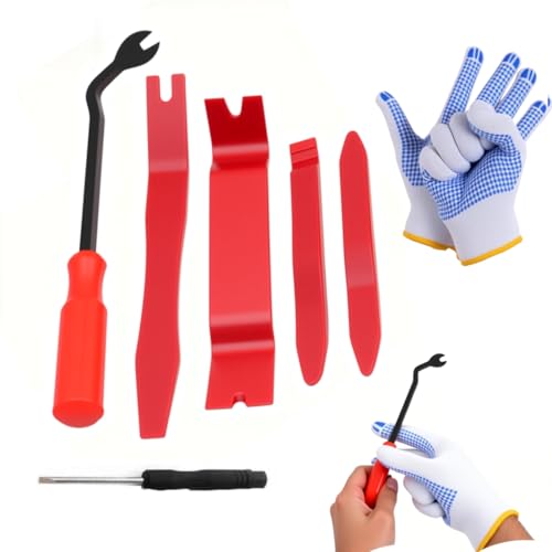 6 PCS Nylon Auto Trim Removal Tool Kit No-Scratch Removal Tool Kit for Car Panel & Audio Dashboard Dismantle Red - color: Red Trim Removal Tool