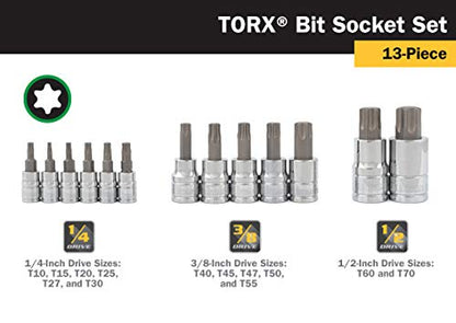 Titan 16122 Star Bit Socket Set - 13 Piece - style: Torx