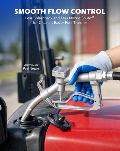 OMT 12V 20 GPM Fuel Transfer Pump with Manual Nozzle | 20 GPM High Flow Gasoline & Diesel Transfer Pump, Portable Electric Fuel Pump for Trucks, Tractors, Farm & Jobsite Use - color: 20GPM Gas Pump Kit