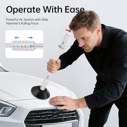 Air Pneumatic Dent Puller Kit, 24.2" Slide Hammer with 3 Suction Cups (3.2" 4.7" 6.1"), Car Dent Repair Tool for Auto Body, Suction Cup Dent Puller for Paintless Dent Removal