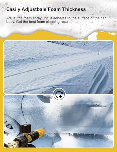 BOSEA Foam Cannon for Pressure Washer - 4000PSI Adjustable Car Soap Dispenser for Pressure Washer - Heavy Duty Foam Sprayer with M22 and 1/4" Quick Connector, 1L Bottle - size: Foam Canon