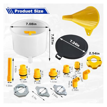 15PCS No-Spill Coolant Funnel Kit, Spill Proof Auto Radiator Coolant Filling Funnel Flush Kit with Adapters, Universal Vehicle Antifreeze Bleeder Accessories for Most Cars