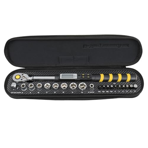 Topeak D-Torq Wrench DX Digital Torque Wrench – 4-80 Nm (3/8″ Drive) with 8 Sockets & 10 Hex/Torx Bits, LCD Display & Audible Alerts, High-Precision Torque Tool for Bicycle, Motorcycle & Automotive | torque-wrenches