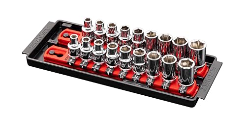 Ernst Manufacturing 8-Inch Socket Boss, 2-Rail Socket Tray, Red - 3/8" Drive Twist-Lock Organizer, Made in the USA - color: Red, size: 2-Rail, style: 3/8" Drive
