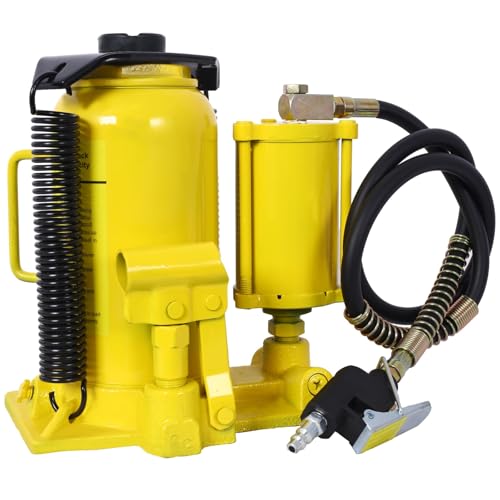 20 Ton Air Hydraulic Bottle Jack, Professional Lifting Jack for Heavy Machinery & Large Trucks, 10.2-19.7 Inch Height Range with Extendable Screw(Yellow) - color: Yellow, size: 20 Ton