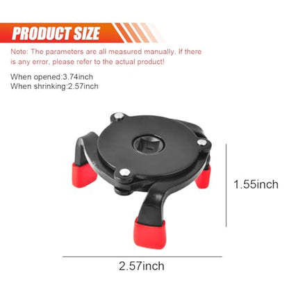 Universal Oil Filter Wrench Tool - Adjustable 3 Jaw Oil Filter Removal Tool with 1/2'' Adapter 3/8'' Square Drive Socket - Heavy Duty One Way Change Tool Set for 2-3/8" to 3-7/8" Filters