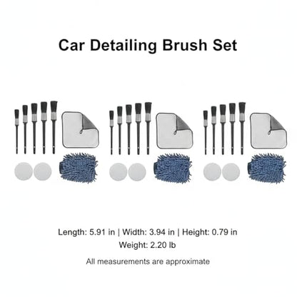 15-Piece Car Detailing Brush Set for Interior Vents, Dashboard Crevices & Console Gaps - Durable PP Plastic Cleaning Tool Kit - size: 5.91 x 3.94 x 0.79 in