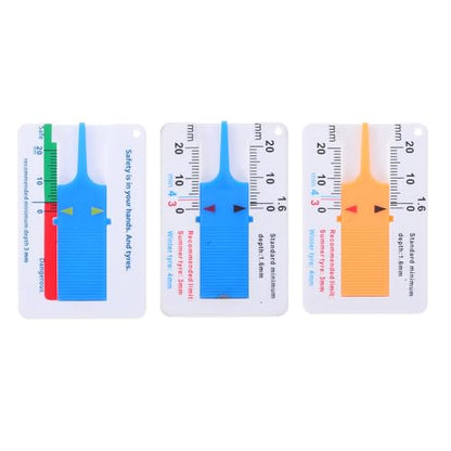 INOOMP Tire Tread Depth Gauge Tool Ensuring Safe Driving Accuracy for Car and Truck 3pcs with Wide Measurement Range 0-20mm Compact Plastic and Iron Construction for Automotive Use