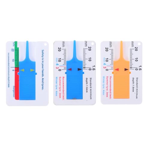 INOOMP Tire Tread Depth Gauge Tool Ensuring Safe Driving Accuracy for Car and Truck 3pcs with Wide Measurement Range 0-20mm Compact Plastic and Iron Construction for Automotive Use
