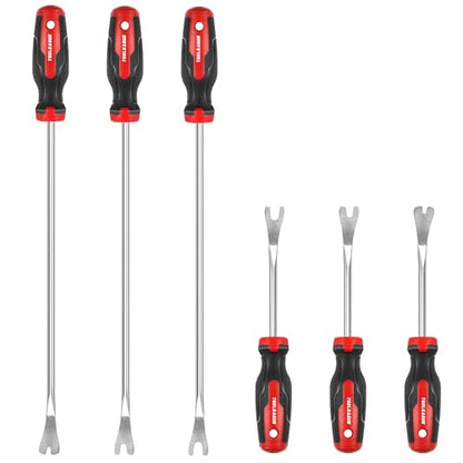 TOOLEAGUE 6Pcs Heavy Duty Trim Removal Tool Set | Upholstery Trim Panel Removal Tool ,Fastener Remover Kit for Car Vehicle - size: 3Pcs Short,3Pcs Long