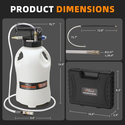FOUR UNCLES 10L Pneumatic Transmission Fluid Pump with ATF Adapters | 10L Large Capacity, Air Powered Filling, ATF Adapter Kit, Professional Service, Workshop Ready - size: 10L