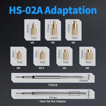 Bundle with HS02 100W Heat Set Insert Tool & Corded Soldering Iron Kit, F245 Soldering Tips