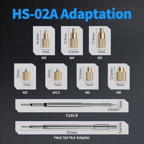 Bundle with HS02 100W Corded Soldering Iron Kit & Heat Set Insert Tool, F245 Soldering Tips