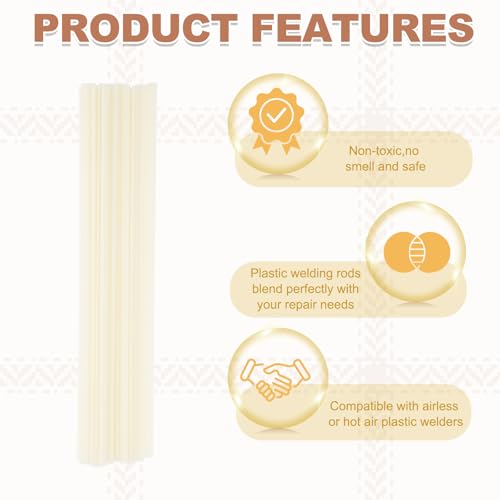MECCANIXITY 10 Inch Plastic Welding Rods, Double-Strand Round Sticks ABS Welding Rods for Plastic Welder Kayak Car Bumper Repair Pack of 30 Dia 5mm, Beige - color: Beige, size: 10 Inch
