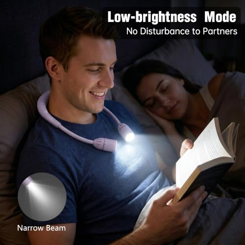 LED Reading Light with Bluetooth Speaker,Bendable Neck Light 2600mAh | Book Light,5.7oz adjustable angle,5 modes 80H+,500 lumens rechargeable,for camping hiking Knitting reading repairing,Purple - color: Purple