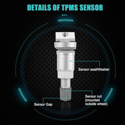 AULINK 4PCS Tire Pressure Sensor Valve Stem (TPMS) Repair Kit Compatible with BMW Toyota Honda Dodge Chrysler Chevrolet/Chevy Ford Hyundai Infiniti Jaguar Land Rover Volvo Jeep Acura