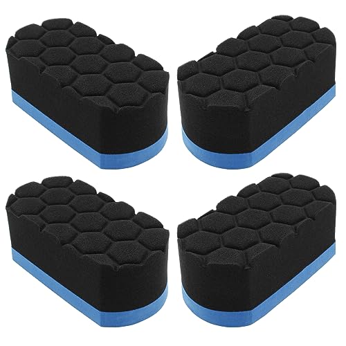 Hitefu 4pcs Tire Shine Dressing Applicator Pad | Washable, Car Detailing Foam Sponge, For Tire Shine, Gel, Wet, Balm