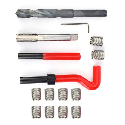 Thread Repair Kit M14x1.5 15 PCS Helicoil Insert Sleeves Stainless Steel Metric Female Thread Repairing Assortment Kit with Complete Tools for Auto and Machinery Repairing