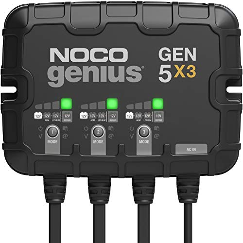 NOCO Genius GEN5X3: 3-Bank, 15A Onboard Battery Charger - 5A Per Bank, 12V Waterproof Marine Charger with Overcharge Protection & Temperature Compensation – for Lead-Acid & Lithium Batteries - size: 15A (5A per Bank)