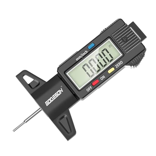GODESON Digital Tyre Tread Depth Gauge UK,0-25.4 Mm Inch Tyre Guage Digital with Large LCD Display and Tire Tread Depth Measuring Tool for Cars,Trucks,Moto
