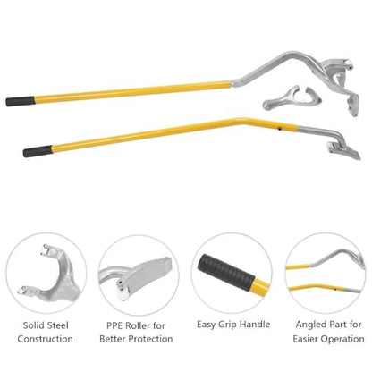 PENSUN 3PCS Tire Mount Demount Tool Fit for Car Repairing (Yellow) | 17.5" to 24.5" Tire Changing Tool with Extra Bead Keeper, Tubeless Truck Bead Breaker Manual Tire Changing Tools