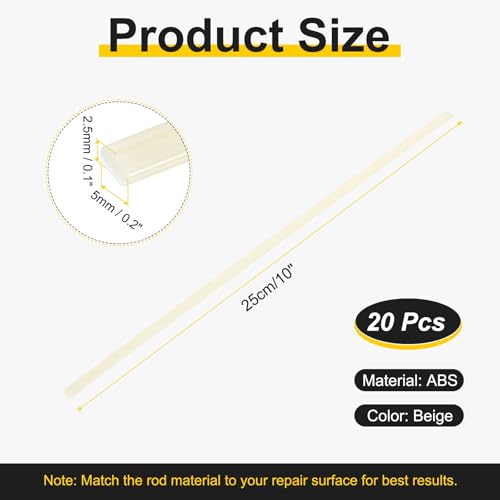HARFINGTON 2set(10pcs) Plastic Welding Rods 10inch ABS Welding Strips Welder Rods for Car Bumper Kayak Daily Repair Plastic Welder Car Bumpers, Beige - size: 10inch