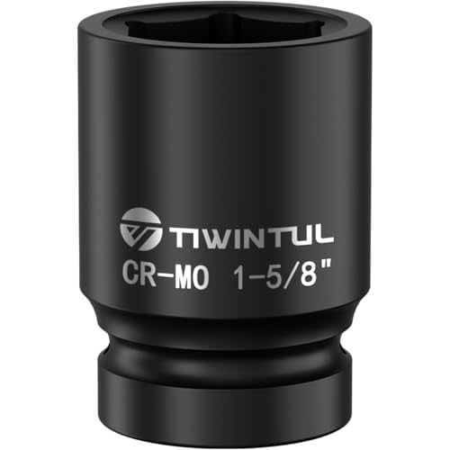 1-5/8" Impact Socket 1" Drive, 6 Point Design, for Heavy Equipment | CR-MO Large Impact Socket, ANSI Certified, Heavy Duty Socket 1 Inch Drive Truck Axle Nuts & Mining & Fleet Repair - size: 1-5/8'' (1 PCS)