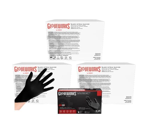 GLOVEWORKS Black Nitrile Gloves for Cooking, Food Prep, Disposable, Latex Free 5 Mil, For Professional Cleaning, Business Use - size: X-Large, style: 3 Case of 1000