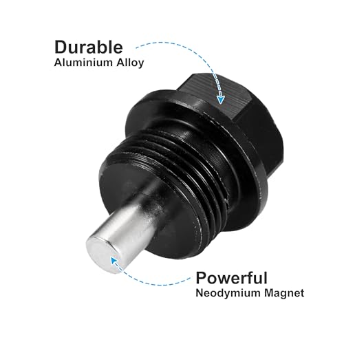 X AUTOHAUX 2 Set M20x1.5 Oil Drain Plug Magnetic Aluminum Alloy Sump Drain Nut Oil Drain Bolt with 2 Washer for Car Motorcycle Black - size: M20x1.5