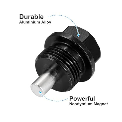 X AUTOHAUX 2 Set M20x1.5 Oil Drain Plug Magnetic Aluminum Alloy Sump Drain Nut Oil Drain Bolt with 2 Washer for Car Motorcycle Black - size: M20x1.5