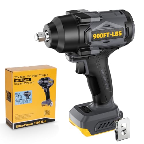 900Ft-lbs(1200N.m) Cordless Impact Wrench 1/2” Brushless, Compatible with DeWAL 20V MAX Batteries, 3-Speed High Torque, Constant Torque Technology, Tool Only-Battery and Charger Not Included