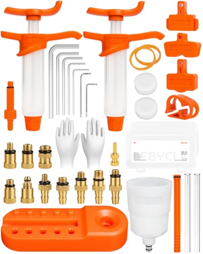 Brake Bleed Kit for Shimano & SRAM, Hydraulic Bike Brake Bleeding Tool Kit for MTB & Road Bikes, Includes 10 Brass Connectors, Visual Oil Cup & Storage Base | Hydraulic Disc Brake Bleed Kit with 10 Brass Connectors - size: Compatible with 200+ Models