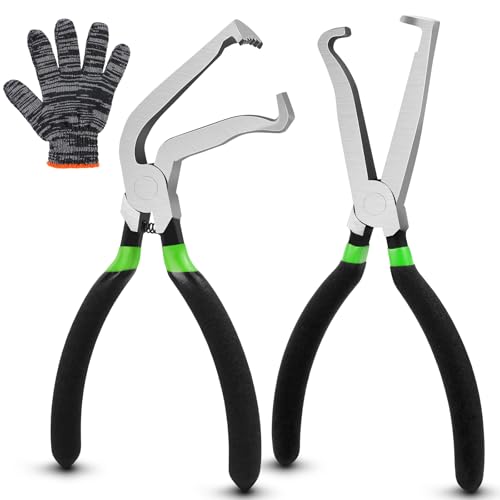 Electrical Disconnect Connector Pliers for Cars, Straight and 60°Bend Fuel Line Pliers with Anti-Slip Grip, Fuel Line Disconnect Tool Set for Air Flow Sensors Fuel Injectors (Green) - color: Green