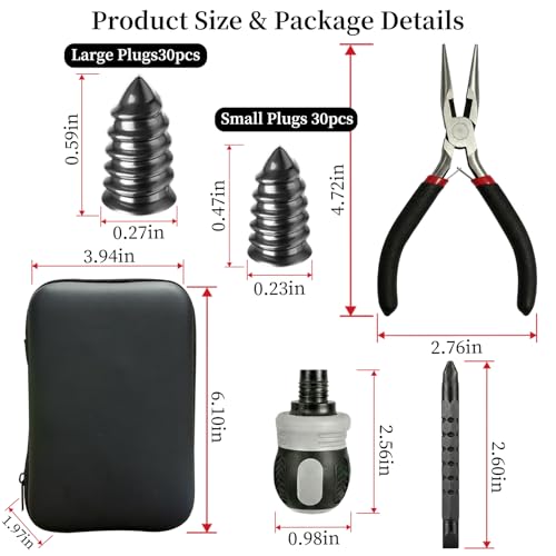 Tire Repair Kit, 60PCS Rubber Tire Repair Plugs, 3-in-1 Ratchet Tool | With Screwdriver, Needle Nose Pliers & EVA Storage Case, Tubeless Emergency Repair Kit for Car, Motorcycle, SUV & Truck