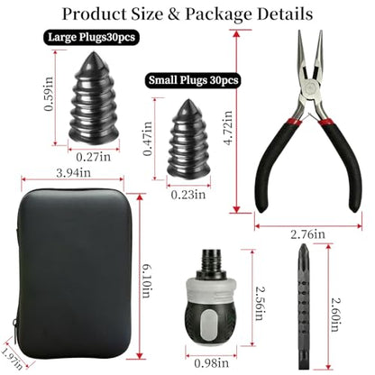 Tire Repair Kit, 60PCS Rubber Tire Repair Plugs, 3-in-1 Ratchet Tool | With Screwdriver, Needle Nose Pliers & EVA Storage Case, Tubeless Emergency Repair Kit for Car, Motorcycle, SUV & Truck