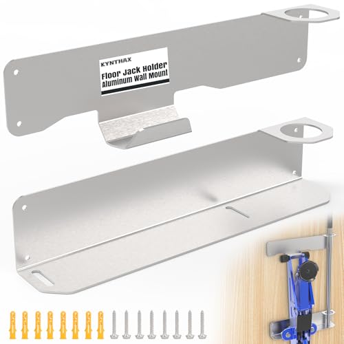 1.5-3 Ton Aluminum Floor Jack Holder Wall Mount, Low Profile Racing Jacks Holder, Trailer Aluminum Jack Mount with Handle Loops, Fits Single or Dual Front Wheel Jacks