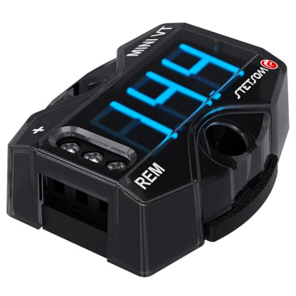 Stetsom MiniVT Digital Display Mini Voltmeter High Accuracy Blue LED 7V~30V Automotive Car Motorcycle Battery Voltage Panel Meter Easy Connection Remote Power for Car Audio Systems
