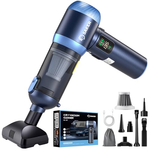 Saker Car Vacuum Portable Cordless 20000Pa Suction Power 4 in 1 Handheld Vacuum with LED Light Type-C Portable Mini Vacuums for Gifts Car, Home, Office, Pet HL157 Blue - style: Modern Blue