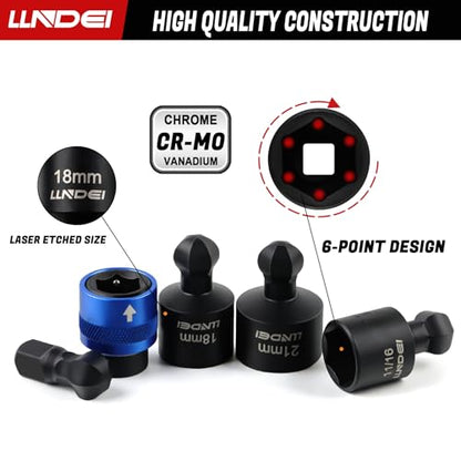 LLNDEI 29Pcs Swivel Socket Set, Quick Release Design, CR-MO 3/8 Swivel Sockets Metric(8-22mm)&Sae(5/16"-3/4"), Wobble Socket Set with Ratchet Wrench, Extension Bar and Adapters. - size: 29Pcs Quick-Release 3/8" Swivel Socket Set S&M