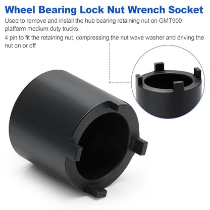 Front Knuckle Spindle Axle Steel Wheel Bearing Lock Nut Wrench Socket Removal Tool J-44275 For Chevrolet Kodiak For GMC Topkick C4500 C6500 C7500 2003-2009 GMT-560