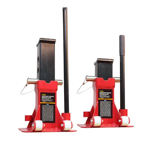 TCE ATZ70006PU Torin Heavy Duty Jack Stands: Pin Style Jack Stand with 2 Casters and Handle, Easily Portable Car Stand for Car SUV, Truck and Pick Up, 7 Ton (14,000 lb) Capacity, Red - style: Caster