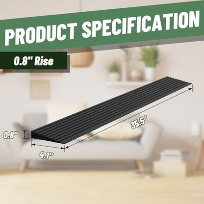 0.8" Rise Threshold Ramps for Doorways, 2000 Lbs Load Capacity, 35.5" Wide Natural Rubber Power Wheelchair Ramp is Adjustable and Cuttable for Doorways, Curb, Sweeper, Power Scooters, Bathroom - size: 0.8" Rise