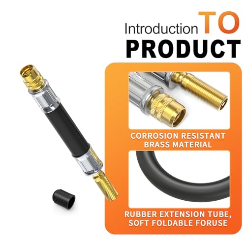 GASHER 5Pcs 3.93in Tire Valve Extenders, Valve Stem Extension with 45°/90°/ 135°Angles & Tire Inflator Hose Adapter - size: 100mm